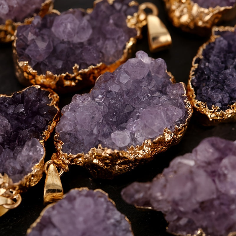 Natural Amethyst Rock Pendant Healing Crystal Gemstone 3.05 Cm