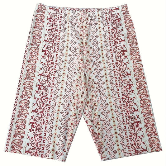 Paisley Print Boho Style Yoga Shorts High Elastic Sports Activewear
