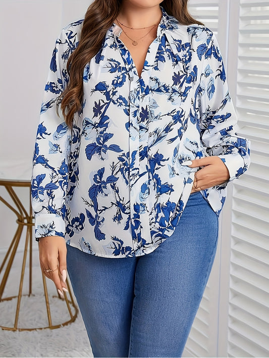  Floral Print Long Sleeve Blouse