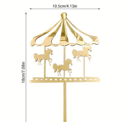 Birthday Cake Insert Plate Wooden Horse Decoration