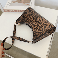 Animal Pattern Shoulder Bag Zipper Baguette Bag Underarm Bag