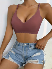 Scallop Trim Wireless Bra Seamless Comfortable Intimates Bra
