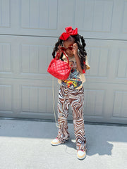 Girls Swirls & Leopard Print Flared Bell Bottom Pants Kids Outfit