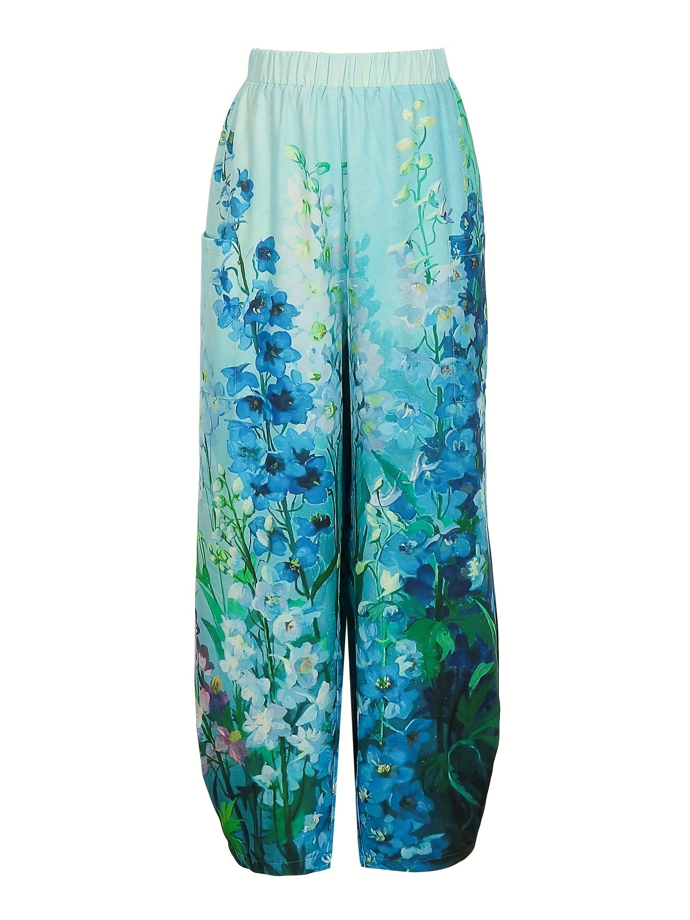 Floral Print Straight Leg Pants With Pockets