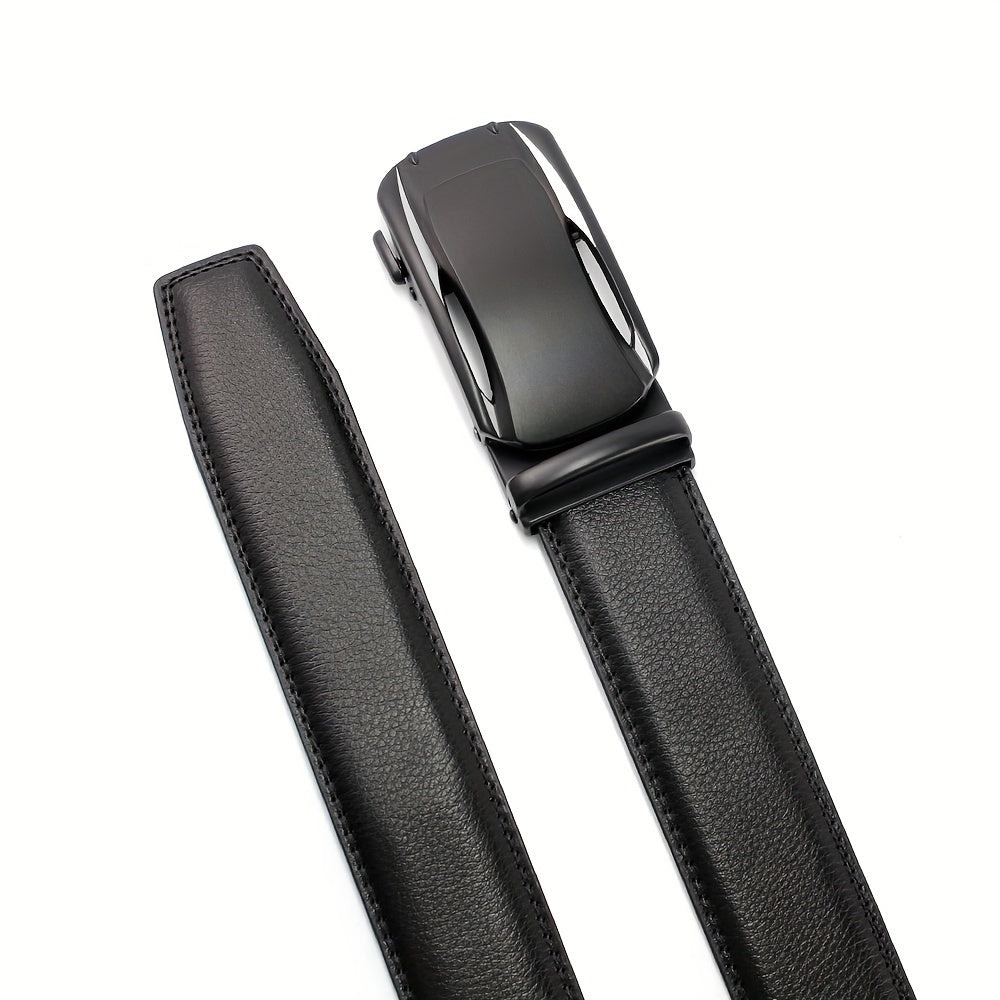 Men's Leather Ratchet Buckle Slide Belt For Dress Casual
