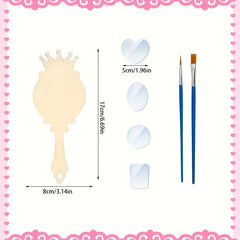 12pcs Wooden Mirrors Craft Set - Paintable Handheld Art Mirror