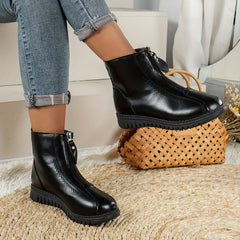 Zipper Front Winter Flat Sneakers Women's Boots