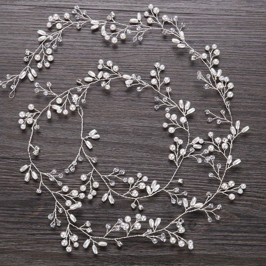 Faux Pearl & Flower Bridal Hair Vine