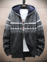 Men's Cable Knit Zip Hooded Sweater