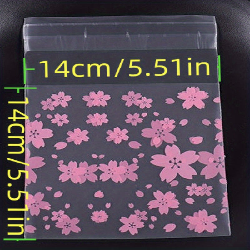 100pcs Frosted Flower Pattern Baking Bag Self adhesive Sealed Pocket