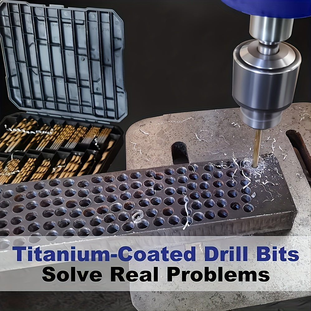 99pcs Titanium Coated Drill Bits Kit High Speed Steel Drill Bits Kit With Case