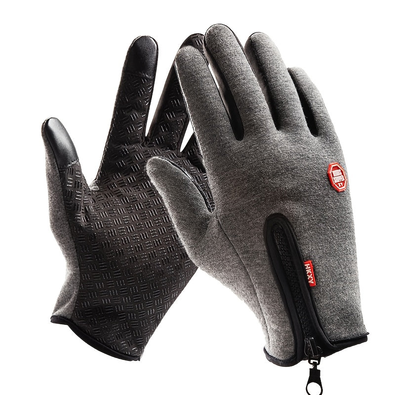 Winter Warm Gloves with Zipper Non-slip Touch Screen Outdoor Sports