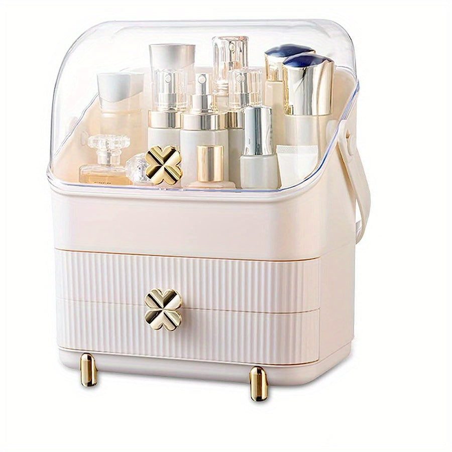 Makeup Organizer with 2 Layer Storage Box and Transparent Cover