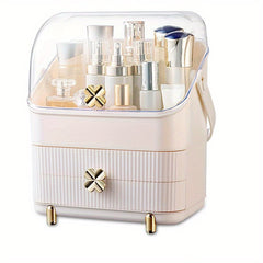 Makeup Organizer with 2 Layer Storage Box and Transparent Cover