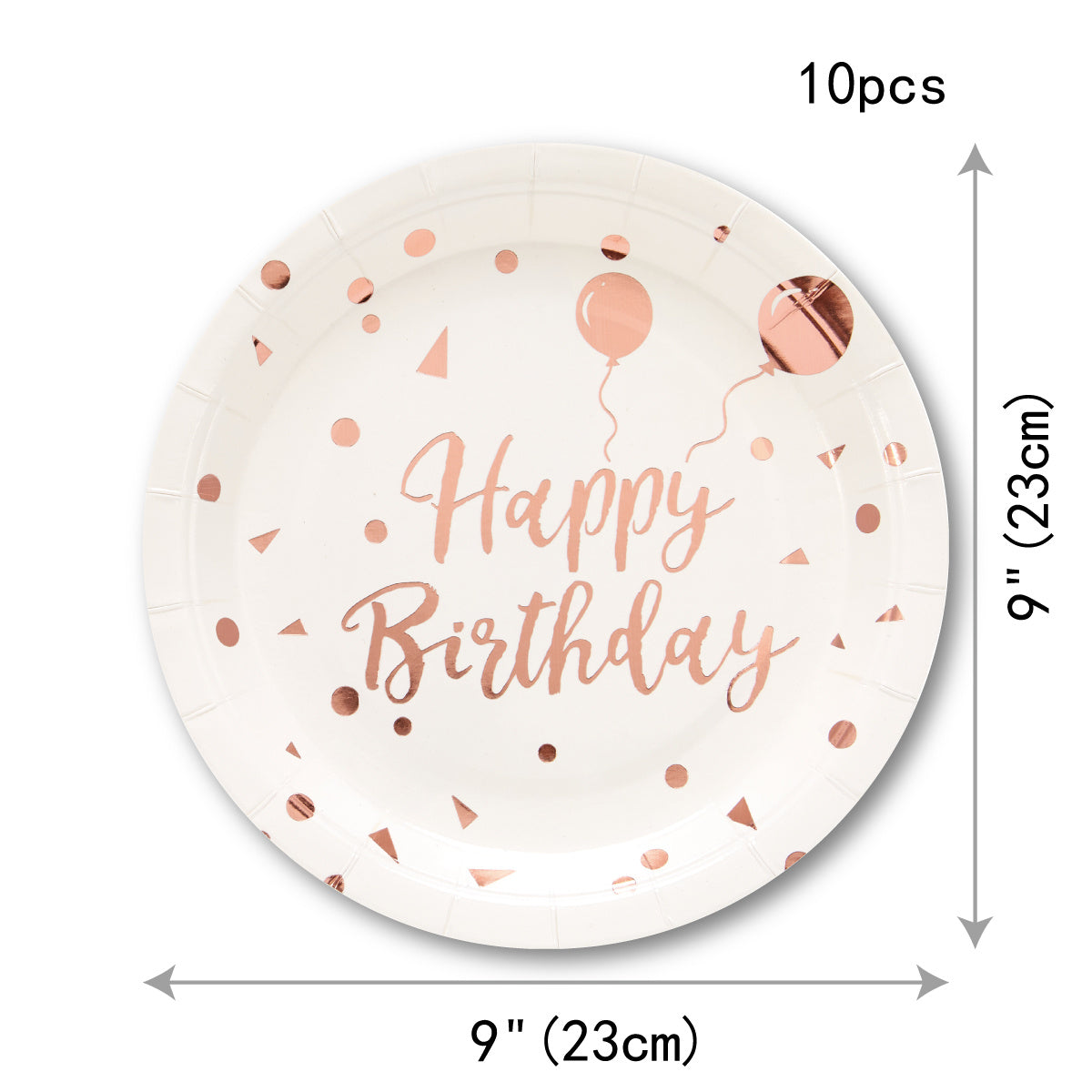 25pcs Happy Birthday Tableware Rose Golden Paper Plates Napkins