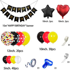 Mouse Balloon Arch & Flower Ring Set - Black/Red/Yellow Foil Birthday Decoration