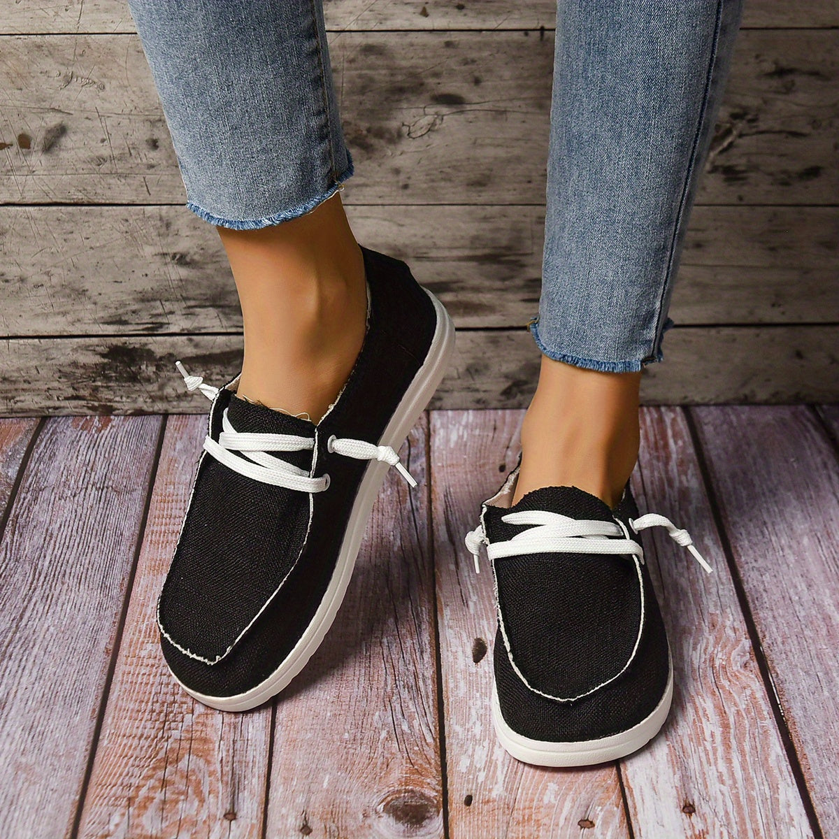 Women's Canvas Slip-On Shoes Low Top Flat Loafers