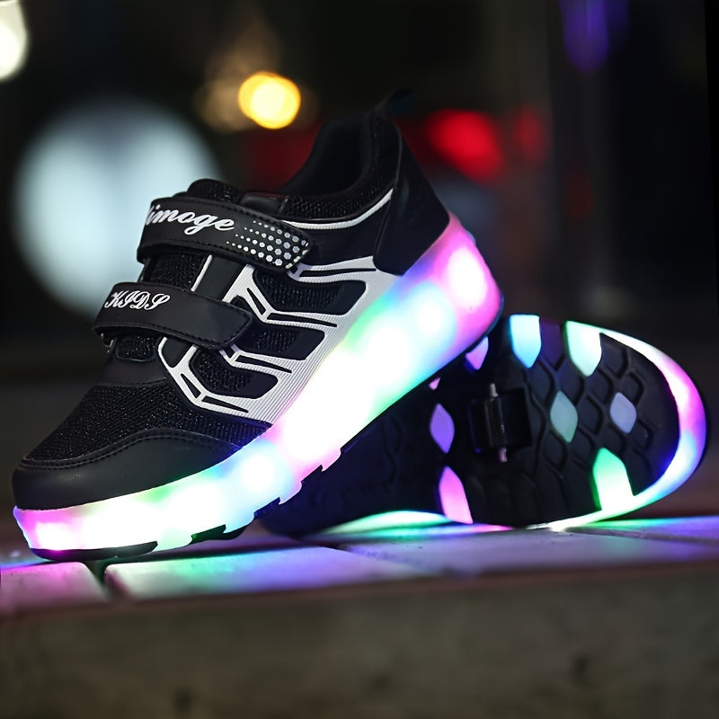Girl's LED Light Up Roller Shoes Comfy Detachable Wheel Skate Sneakers