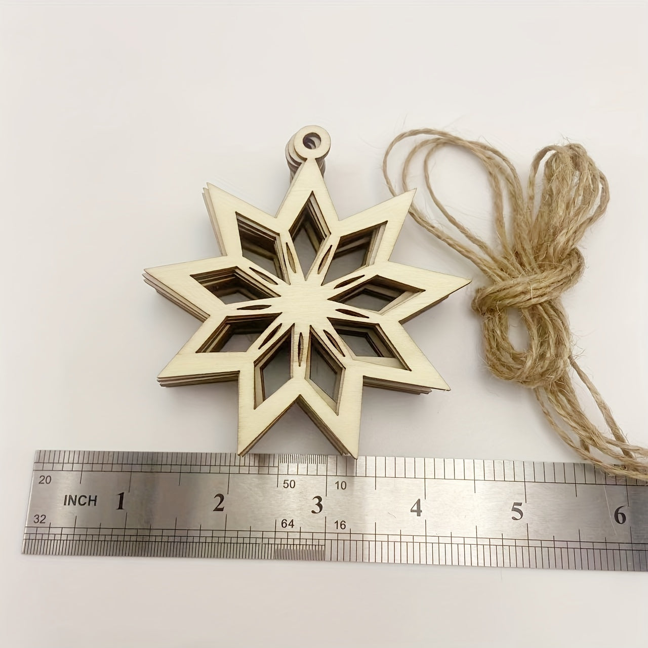 10pcs 4in Christmas Snowflake DIY Wooden Decorations Unfinished Wood Chips