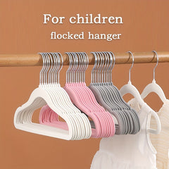 10pcs Children's Coat Hanger Non slip Baby Flocking Plastic Traceless Hanger