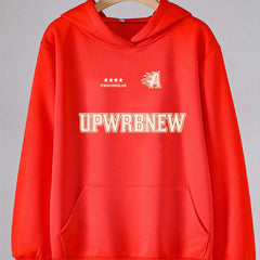Girls Solid Letter Print Hooded Sweatshirt Top For Spring Fall