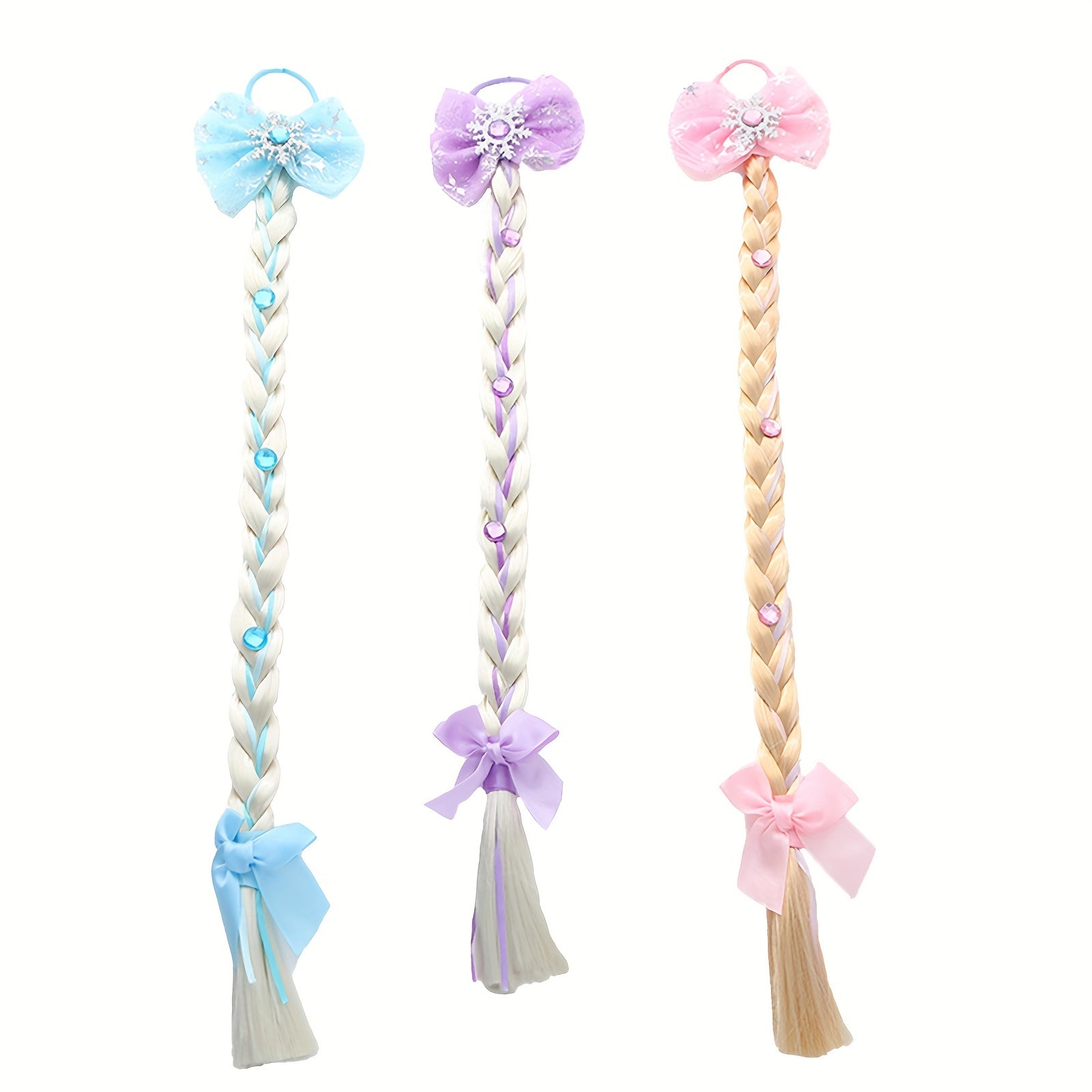 3pcs Colorful Wig With Bow Hair Ties for Girls