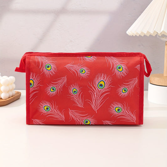 Feather Print Makeup Bag Waterproof Roomy Perfect for Travel