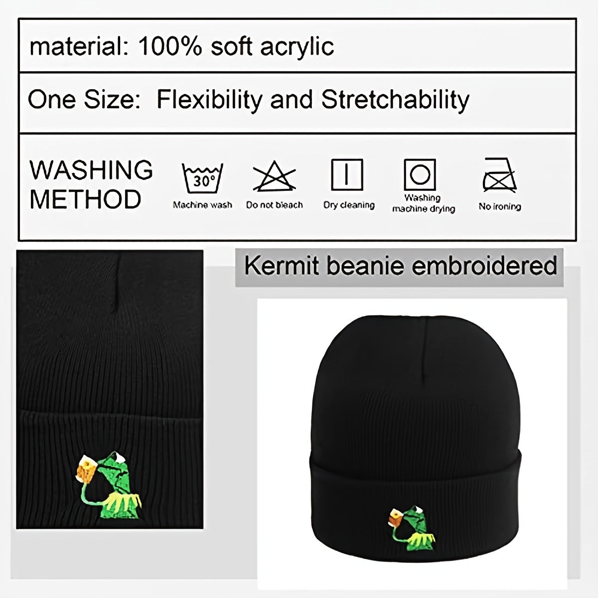 Winter Frog Tea Beanie Warm Knitted Hat Unisex