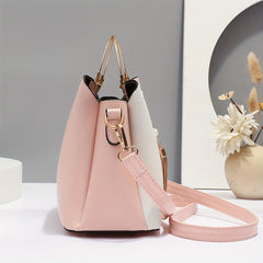 Tassel Accented Colorblock Handbag for Women Crossbody Bag with Zip Closure