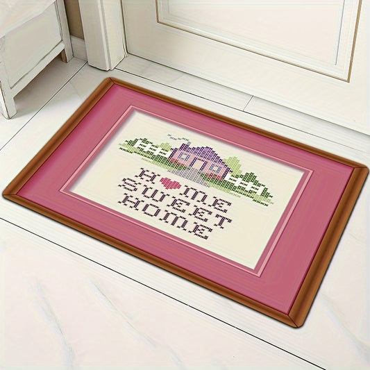 Love Heart Motif Rug English Letter Doormat Washable Living Room Carpet