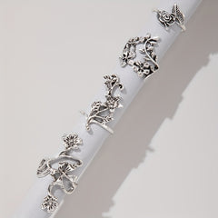 Boho Flower Stackable Leaf Finger Rings Set of 4