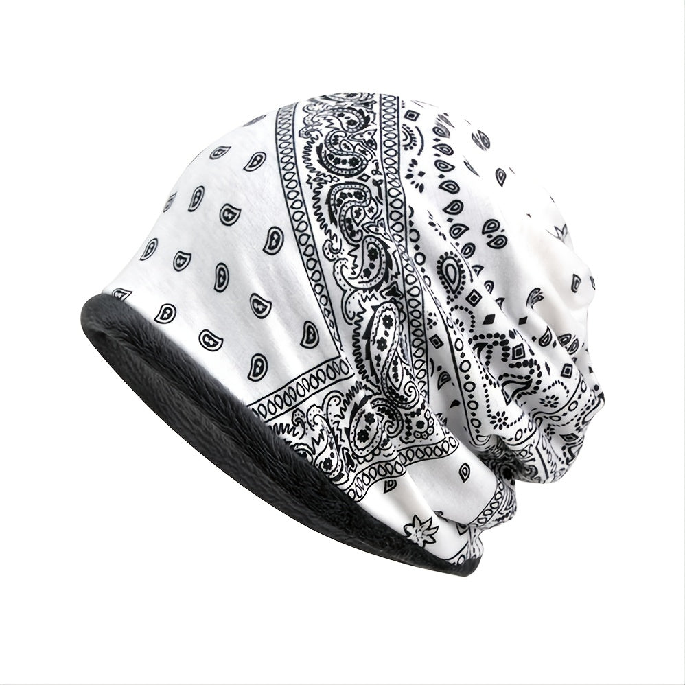 Vintage Bohemian Style Fleece Knitted Hat & Scarf Set