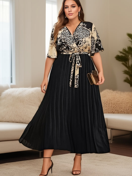  Colorblock Leopard Print Maxi Dress