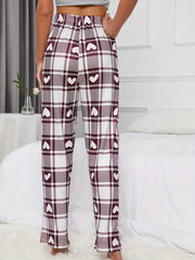 Plaid Print Lounge Bottoms Elastic Waist Lounge Pants Women's Sleepwear