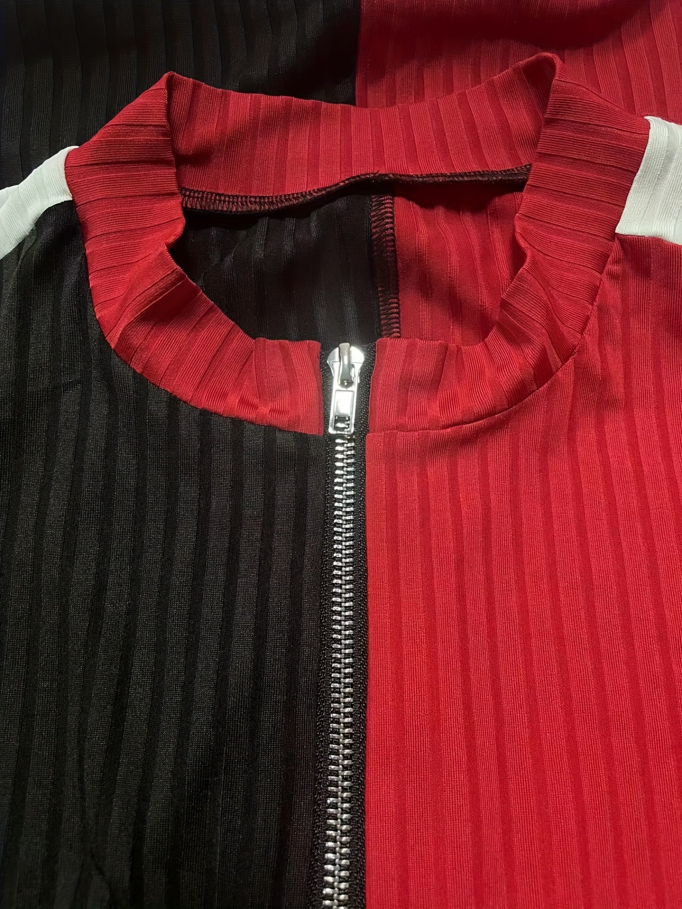  Colorblock Mock Neck Stretch Dress