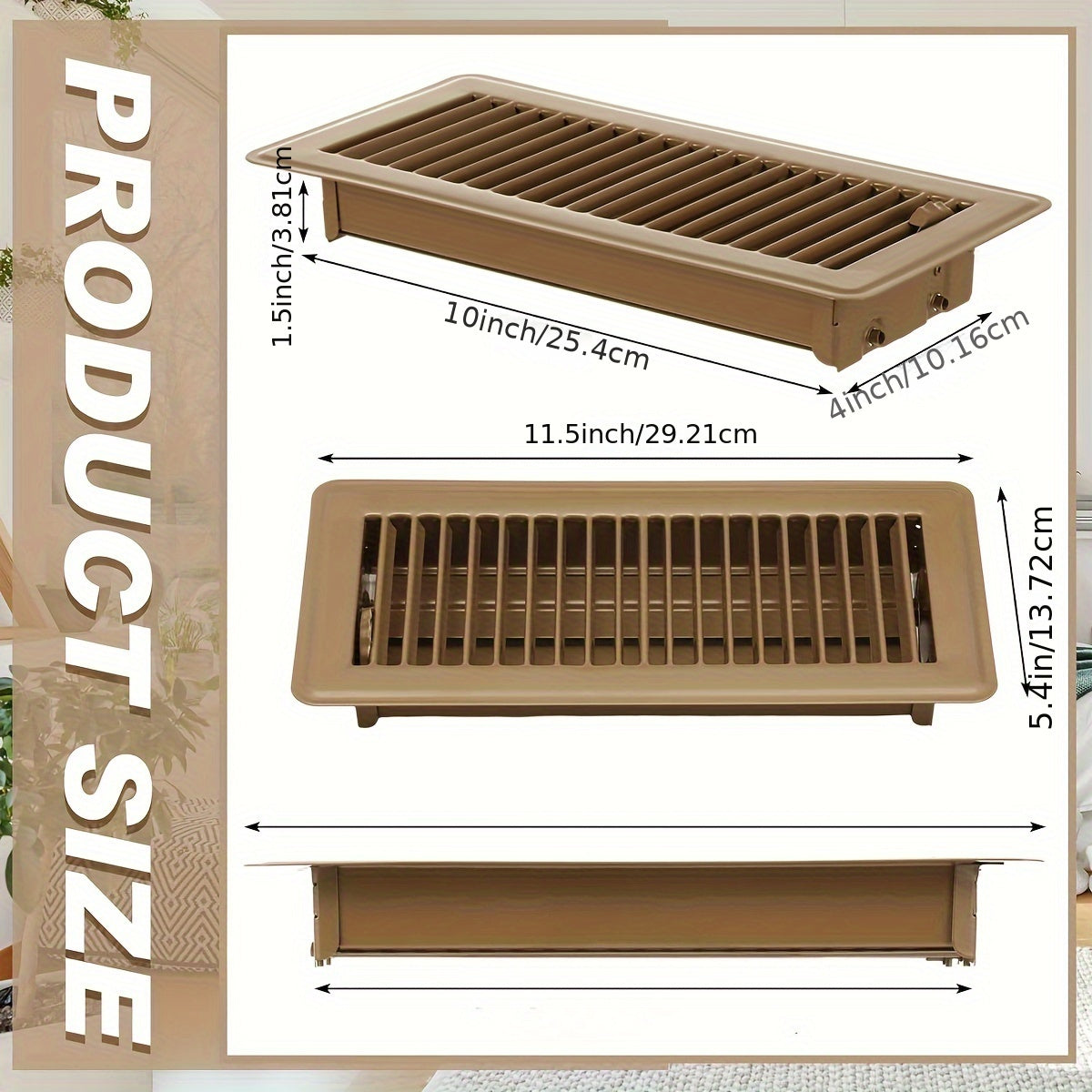 Floor Vent Covers 10x16 Inch - Rust-Proof Metal Heat Vent Covers