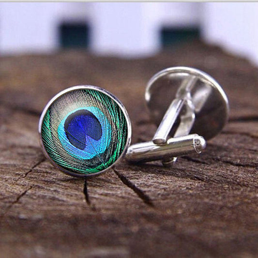 Feather Time Gem Steel Cufflinks