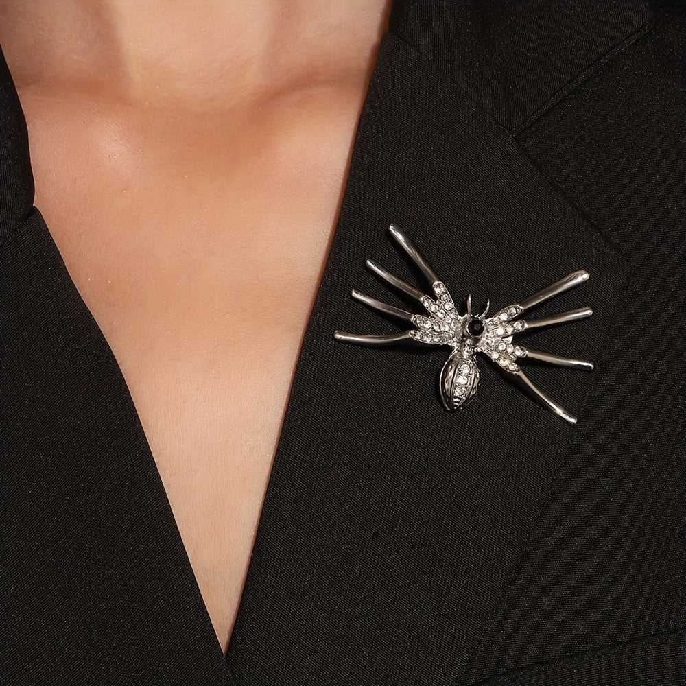 Gothic Inlaid Spider Brooch for Men
