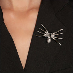 Gothic Inlaid Spider Brooch for Men