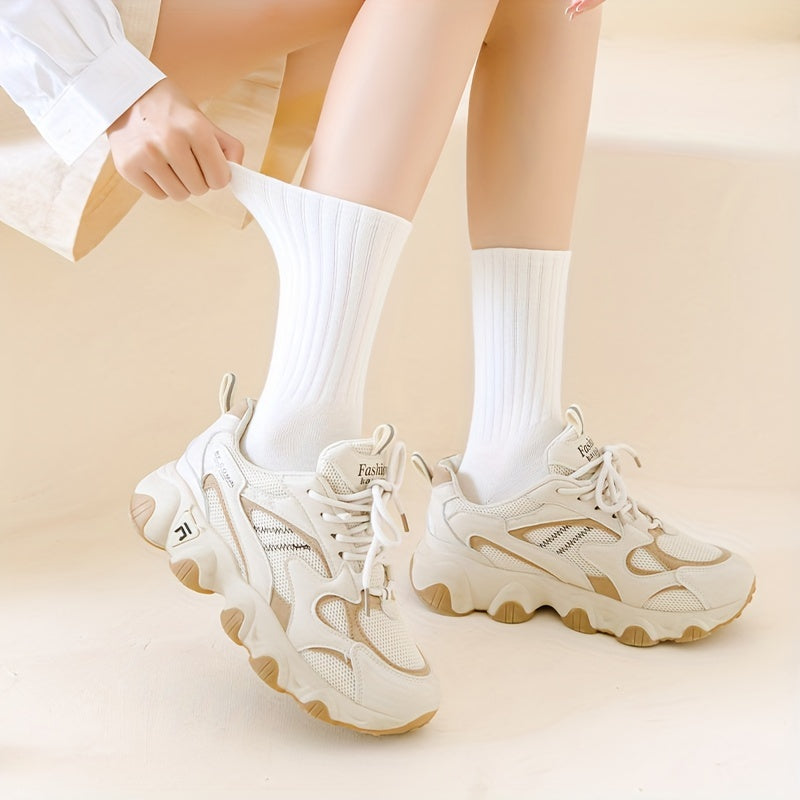 5 Pairs Solid Comfy Breathable Socks Women's Stockings Hosiery