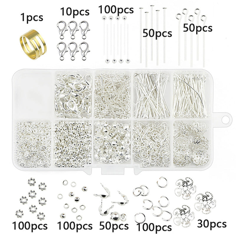 DIY Earring Accessories Kit Golden & Silver Jewelry Beads Pliers Set 5g