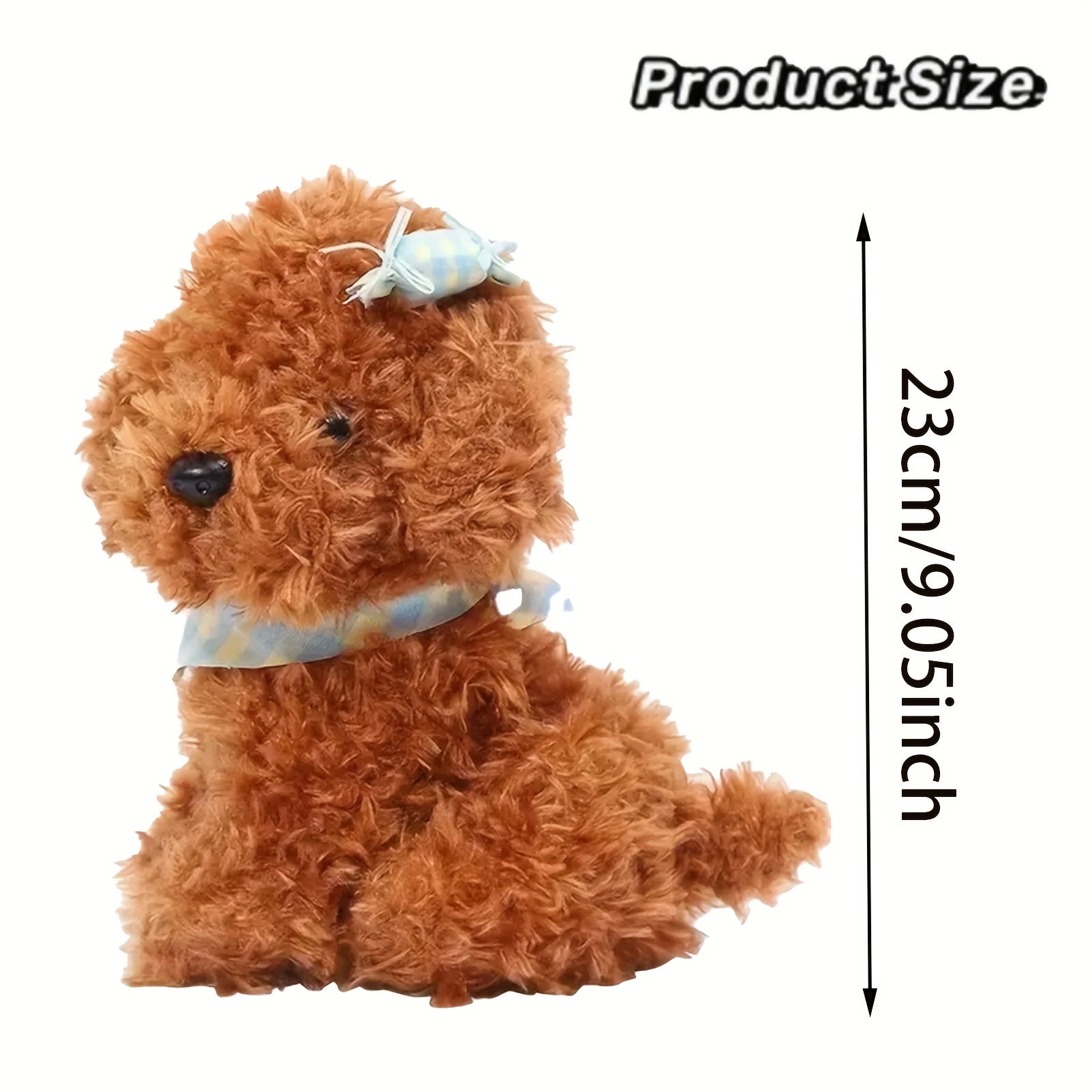 Plush Teddy Bear w/ Colorful Scarf & Candy Dog in Brown