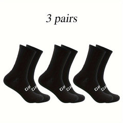 Men's Solid Woven Knit Breathable Crew Socks for Outdoor Activities