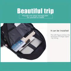 Large Capacity Travel Backpack Canvas Laptop Daypack Charging Port