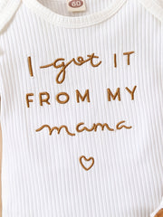 3pcs Baby Girl Outfit Mama Onesie Floral Skort & Headband Set