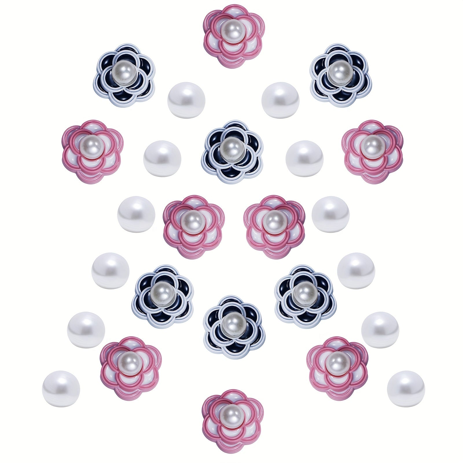 26pcs Flower & Pearl Shoe Charms For Clogs Garden Shoes DIY Accessories