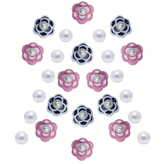 26pcs Flower & Pearl Shoe Charms For Clogs Garden Shoes DIY Accessories