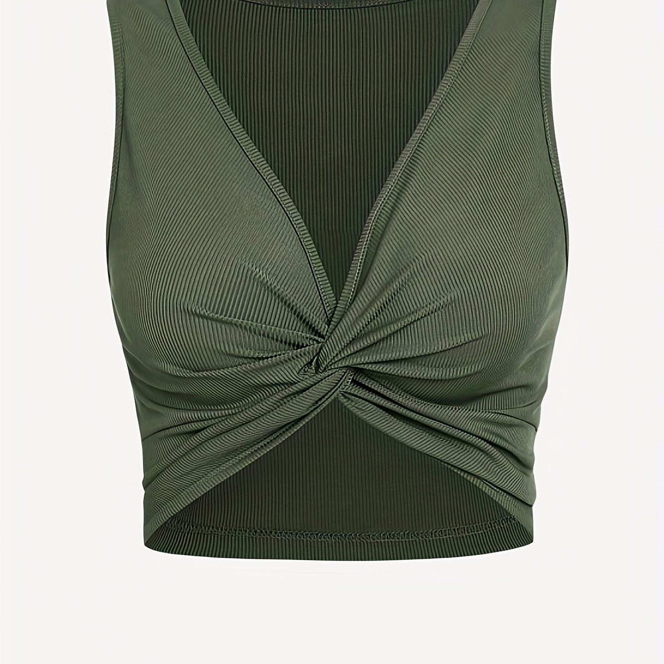 Sexy V Neck Twist Front Tank Top Sleeveless Solid