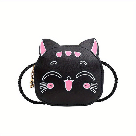 Cartoon Cat Crossbody Bag for Girls Mini PU Leather Shoulder Bag with Coin Purse