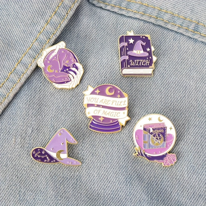 5 Purple Magic Badges Backpack Metal Badges Anti lighting Brooch Accessories
